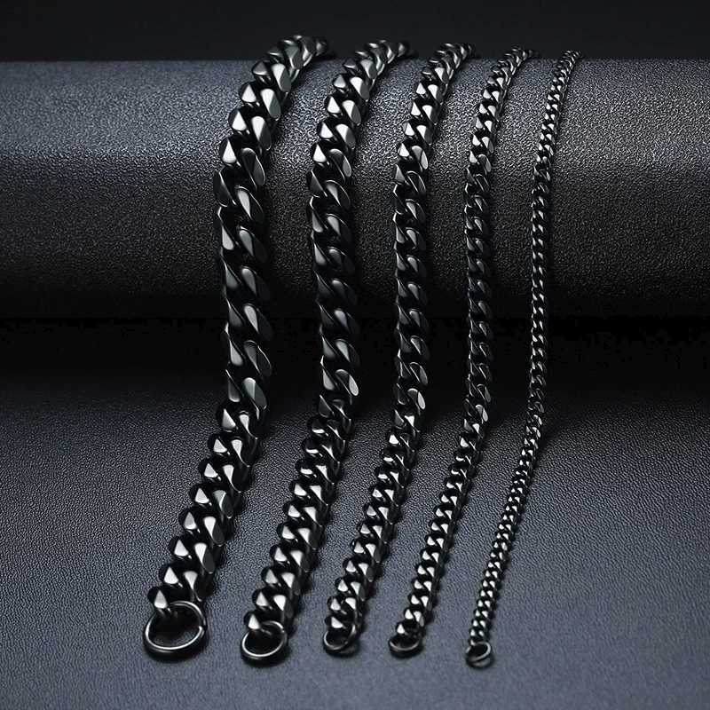 Mens Cuban Chain Bracelets3 To 11mm Stainless Steel Gold Silver Black Color Chain Link BraceletTrendy Jewelry Gift for Him BoyX240913