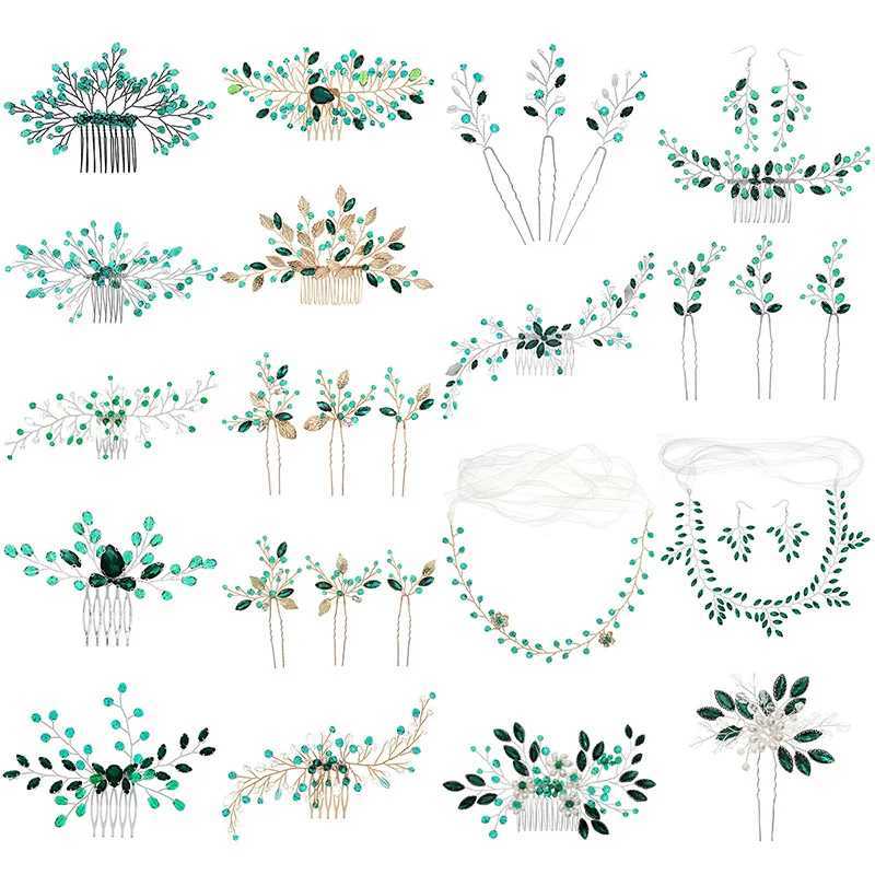 Efily Green Hair Accessories Headdress Crystal Bridal Hair Comb Clip Headpiece Jewelry Holiday Party Wedding Tiara for FriendsX240913