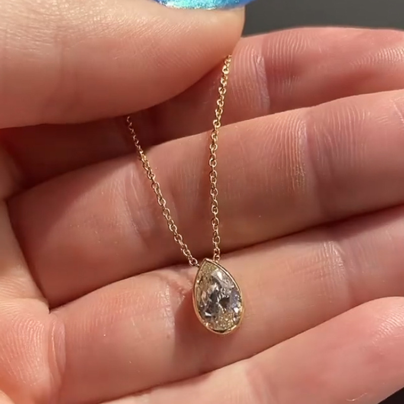 2024 Choucong Brand Handmade Water Drop Pendant Simple Fine Jewelry 925 Sterling Silver Gold Fill Pear Cut 5A Zircon Party Women Wedding Clavicle Neck