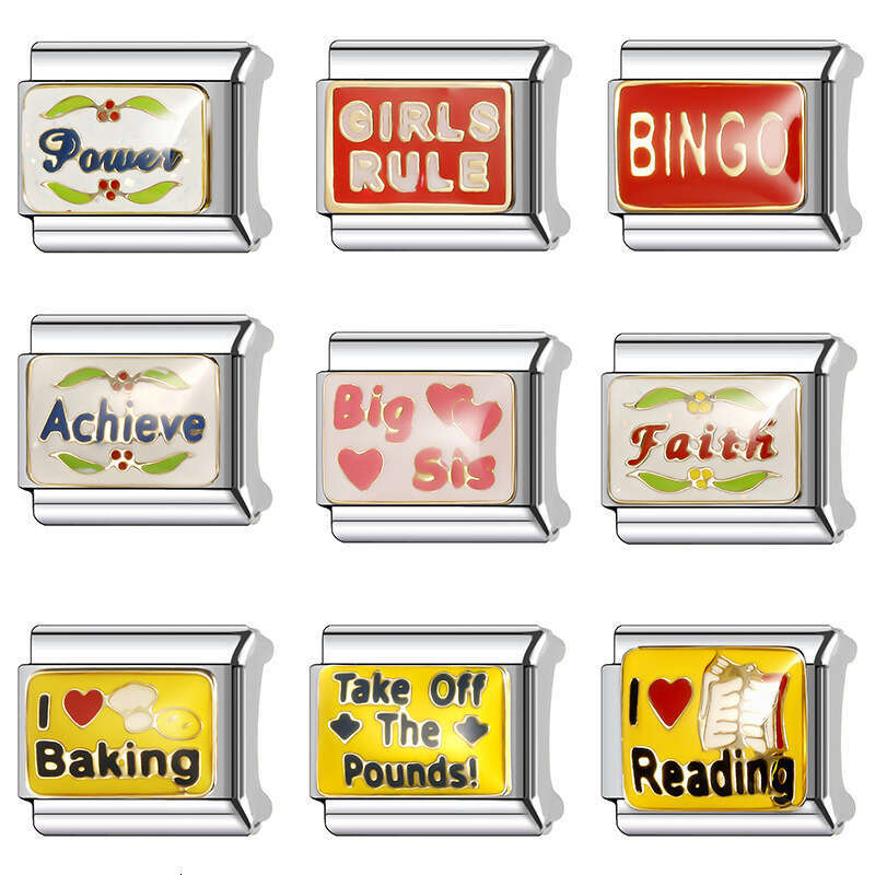 2024 Women's Gift Fit 9mm Stainless Steel Italian Charms Bracelet Links Beads Bracelet DIY Handmade Italian Style Classic Pattern Gift