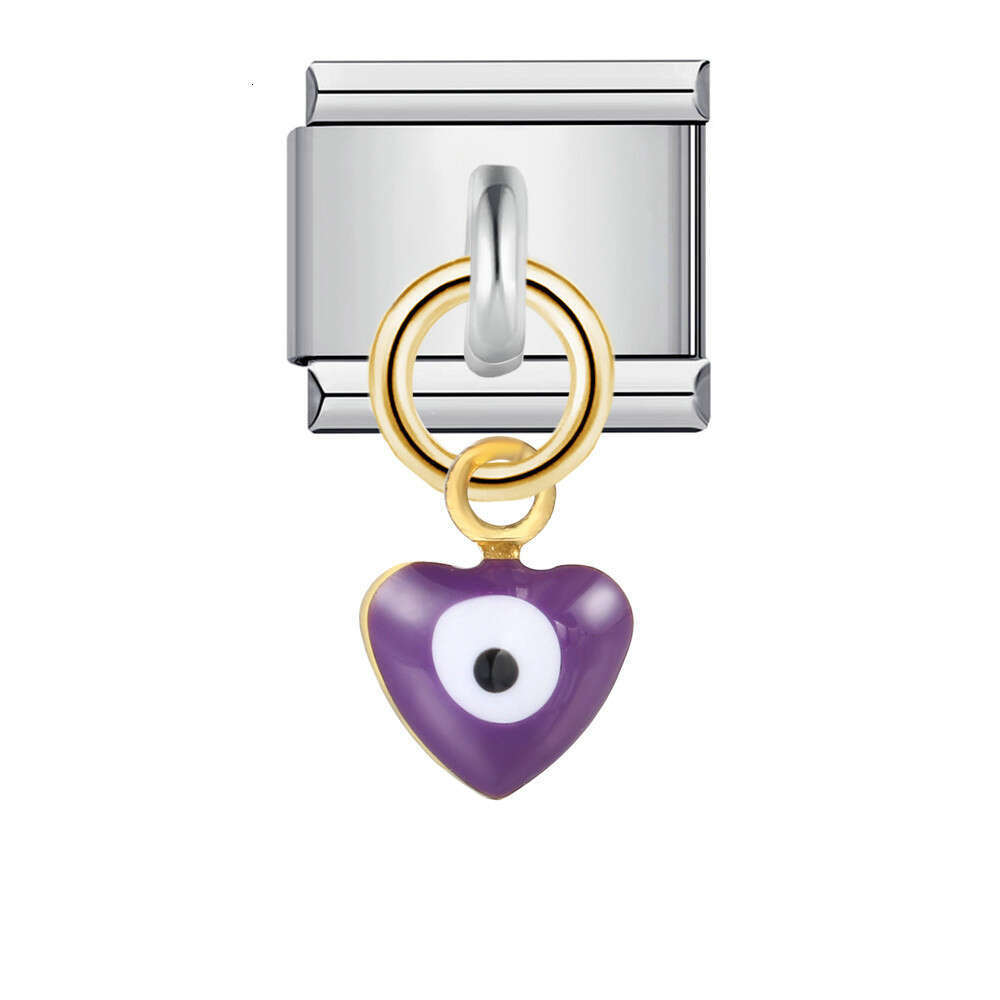 Single Hook Italian Module Bracelet Devil's Eye Pendant Elastic Splicing Titanium Steel Strap Chain Charm Links Stainless Fit 9Mm Jewelry DIY Mak