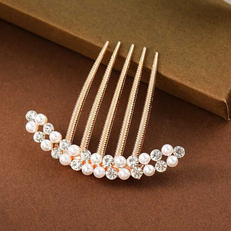 Pearl Rhinestone Crystal Hairclips Tiaras Barrettes Hair Clips Bridal Headpiece Hair Jewelry Accessories Metal Bun Hair CombsX240913