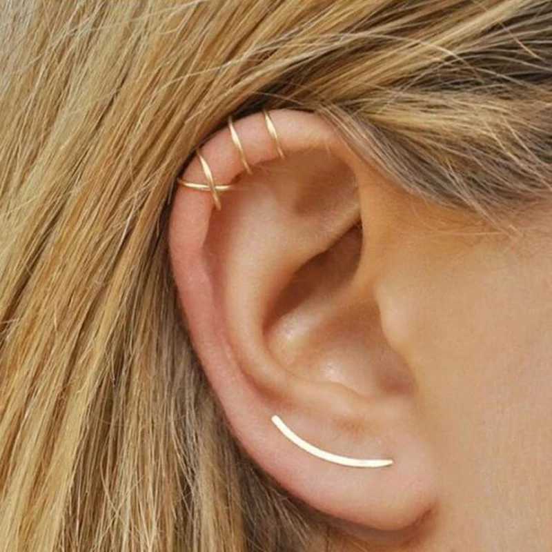 2 Pcs/set Punk Simple Ear Clip Cuff Wrap Earrings For Women Fashion Jewelry Clip-on Earrings Non-piercing Ear Cuff EardropX240913