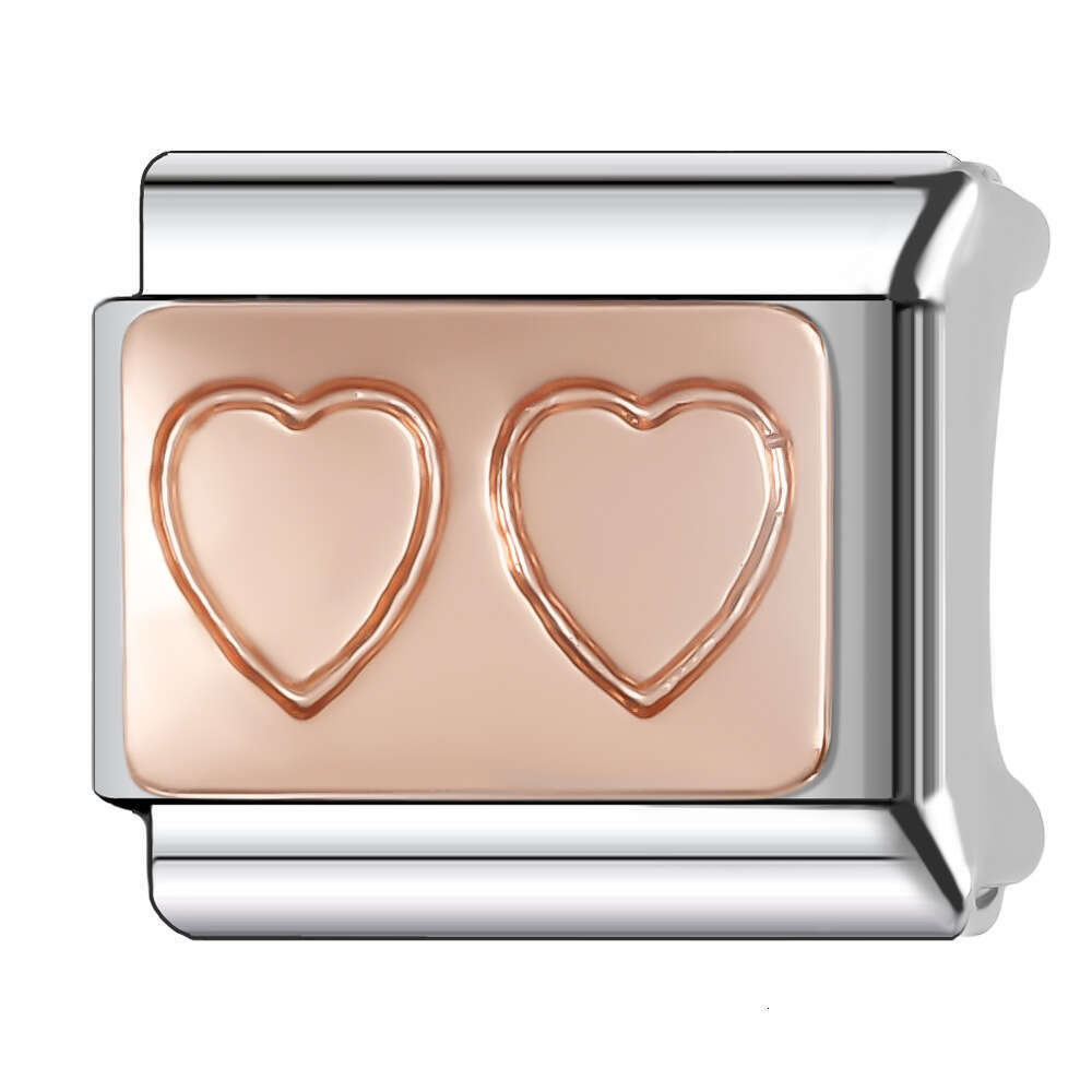 New Women's Gift Rose gold color Love Lock Bead Italian Charms Links Bangle Beads Fit 9mm Stainless Steel Bracelet Making DIY For Women Fashion J