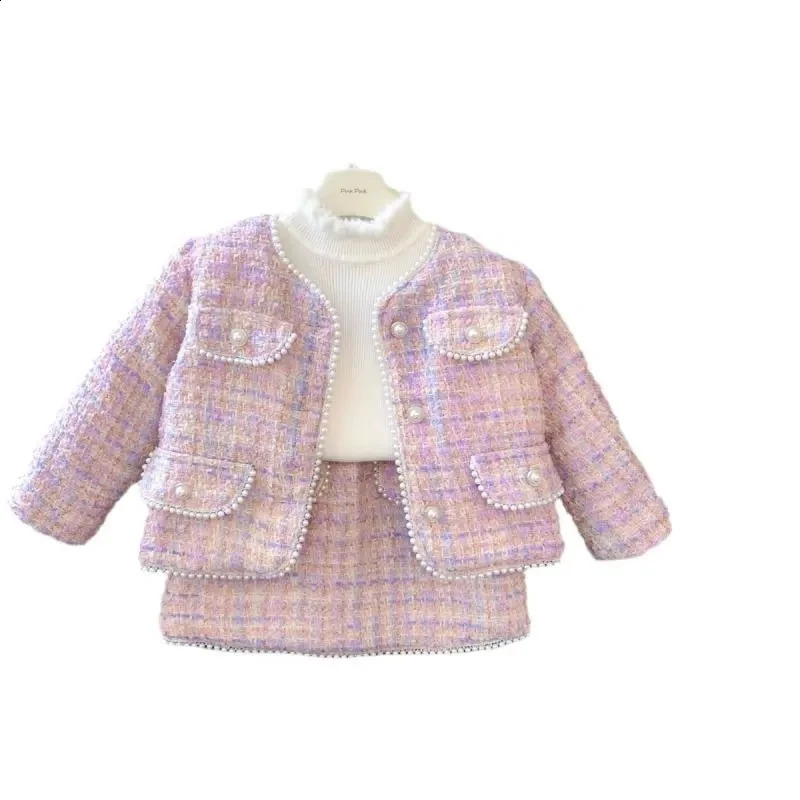 Infant Baby Girl Winter Outfits Sets Toddler Cotton Padded Jackets Coat and Skirts Kids Fall Clothing Set fits 1-4Years 240902