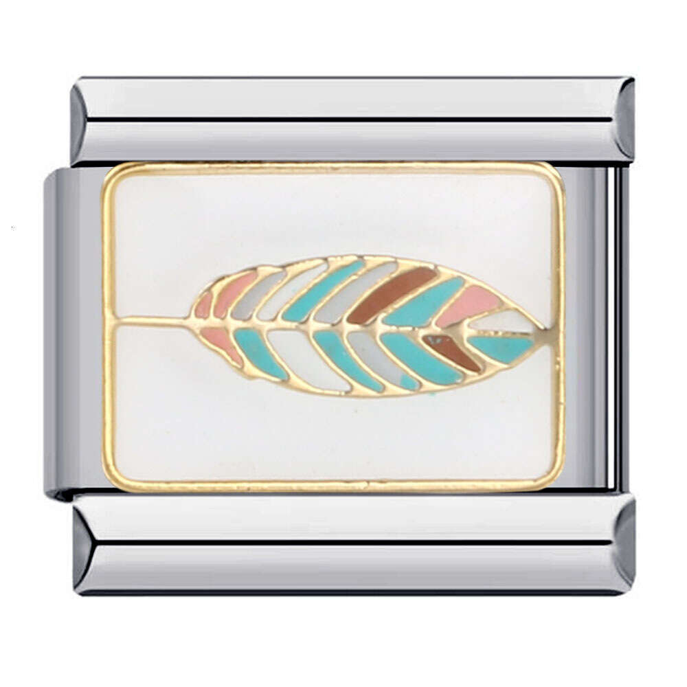 New Titanium Steel Gold Plated Personalized Enamel DIY Bead Italian Charm Bracelet Italian Charm Links Fit 9Mm Bracelet Jewelry DIY Making Gifts