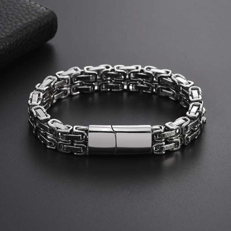 316L Stainless Steel Simple Hip Hop Thick Byzantine Bicycle Chain Bracelet for Men Women Kpop Gift JewelryX240913