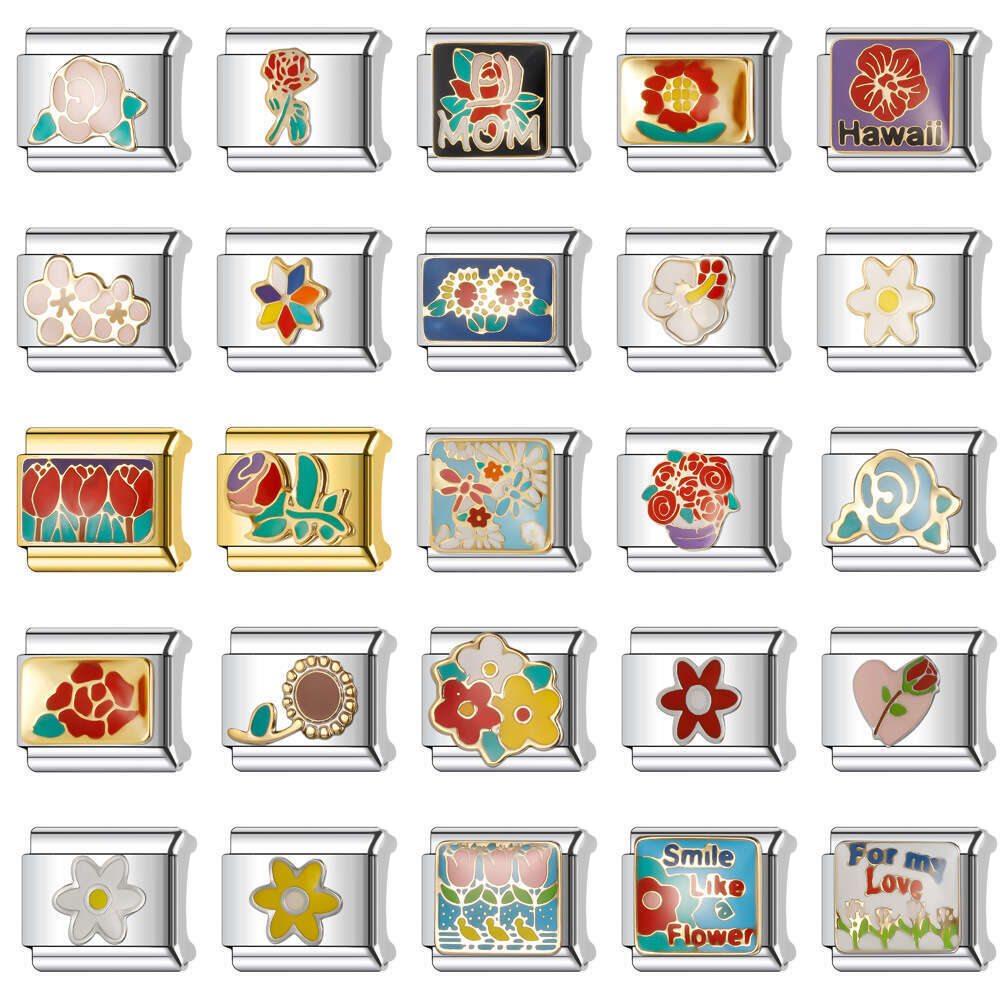 2024 Women's Gift Fit 9mm Stainless Steel Italian Charms Bracelet Links Beads DIY Bracelet With Italian Style Classic Pattern