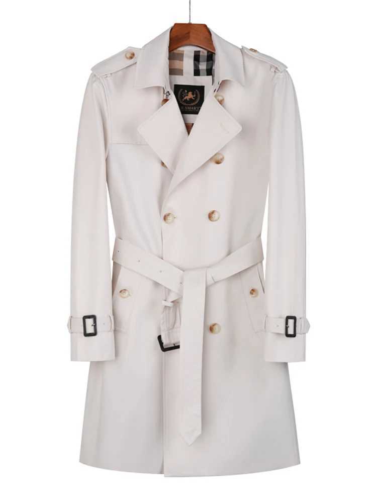 Long windbreaker mens off white double rainproof trench coatBritish gentlemanRain proof and breathableGabardine wool liner Y240913