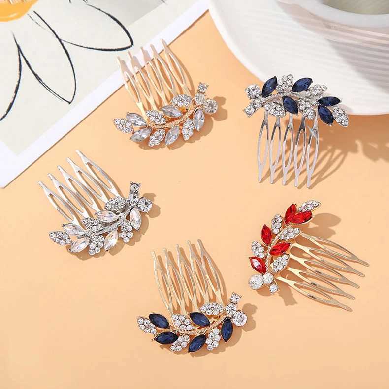 2023 Wedding Elegant Crystal Bride Hair Comb Headwear Flashing Ornaments Rhinestone Leaves Bridal Hair Clip Accessories JewelryX240913