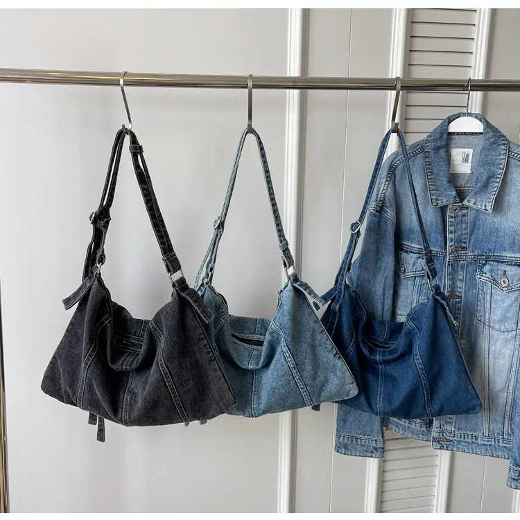 Denim Messenger Bag for Women Fashion Shoulder Bags Chic Hobo Casual Crossbody Outdoor Travel Tote Women s 2024 240913