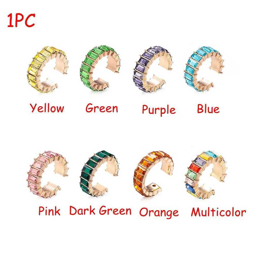 No Piercing Earrings Party No Pierced Rhinestone Dangle CZ Cuff Earrings C-shaped Statement Cubic Zirconia Ear CuffX240913