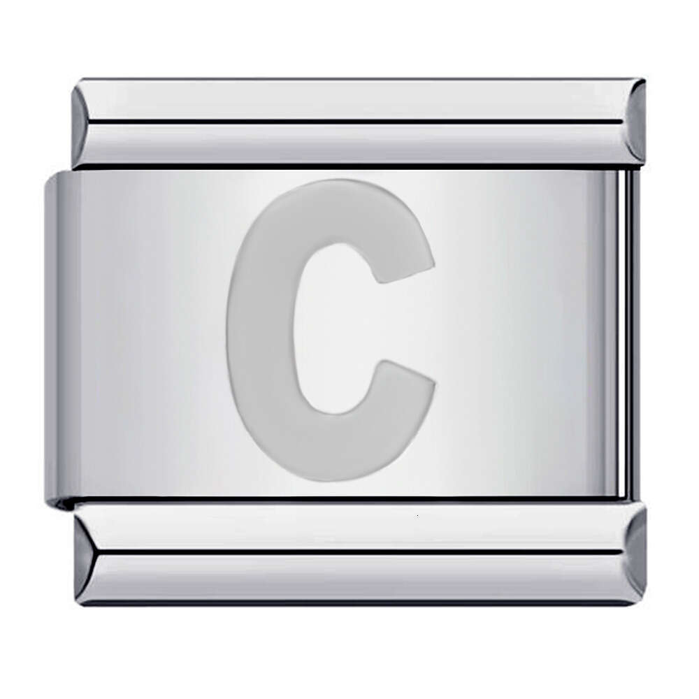 New Titanium Steel Sier Concave 26 English Letter Italian Module Bracelet DIY Italian Charm Links Stainless Steel Fit 9Mm Bracelet Jewelry DIY Making 