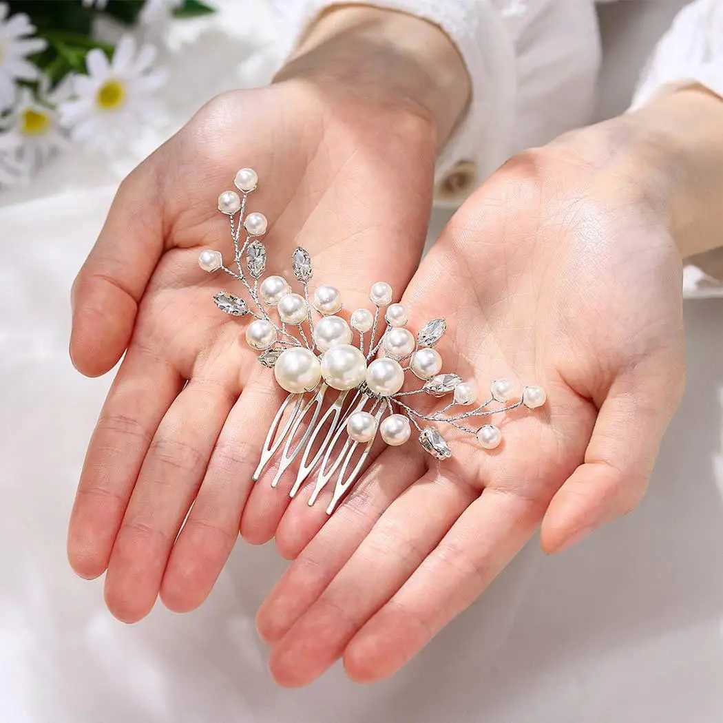Wedding Alloy Pearl Hair Comb Jewelry Girls Handmade Hairpin Hair Comb Bridal Tiaras Wedding Hair Accessory Jewelry GiftX240913