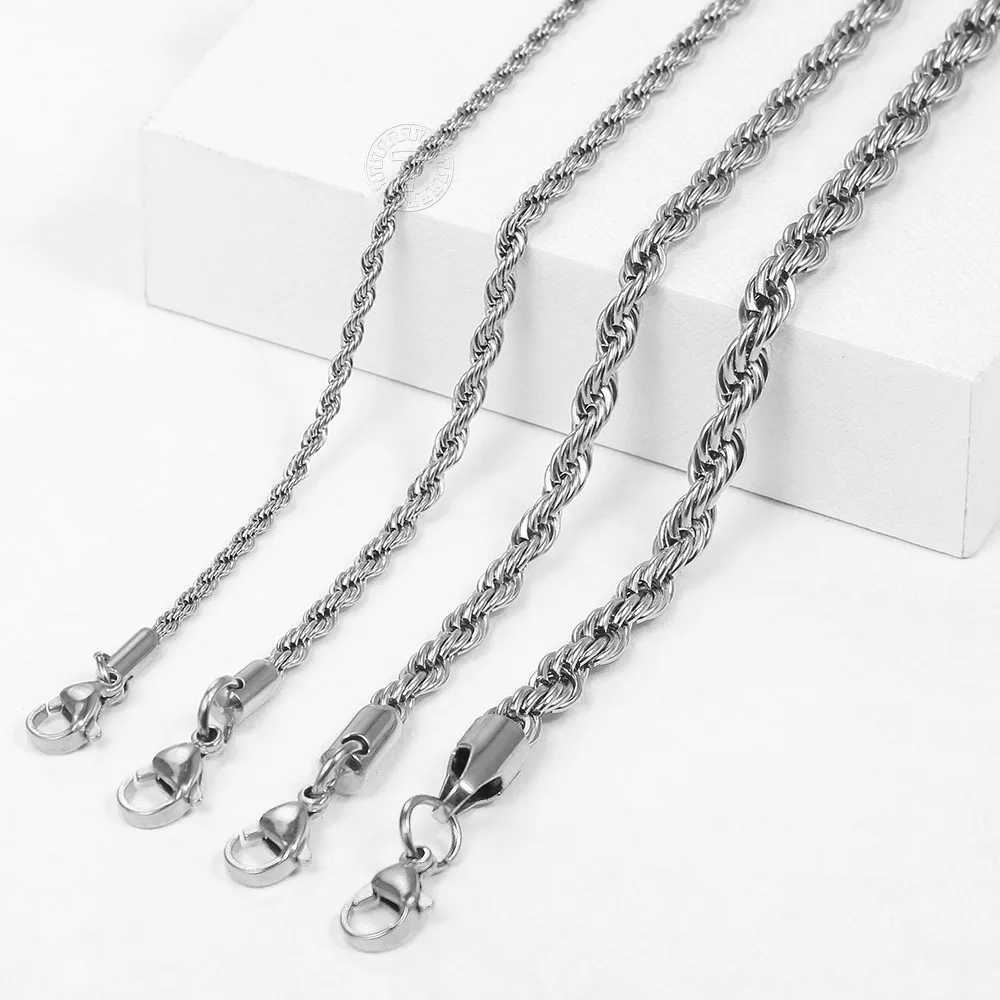 2-6mm Gold Silver Color Rope Chain Bracelets For Men Women Stainless Steel Twisted Rope Link Chain Anklet Adjustable DKB682X240913