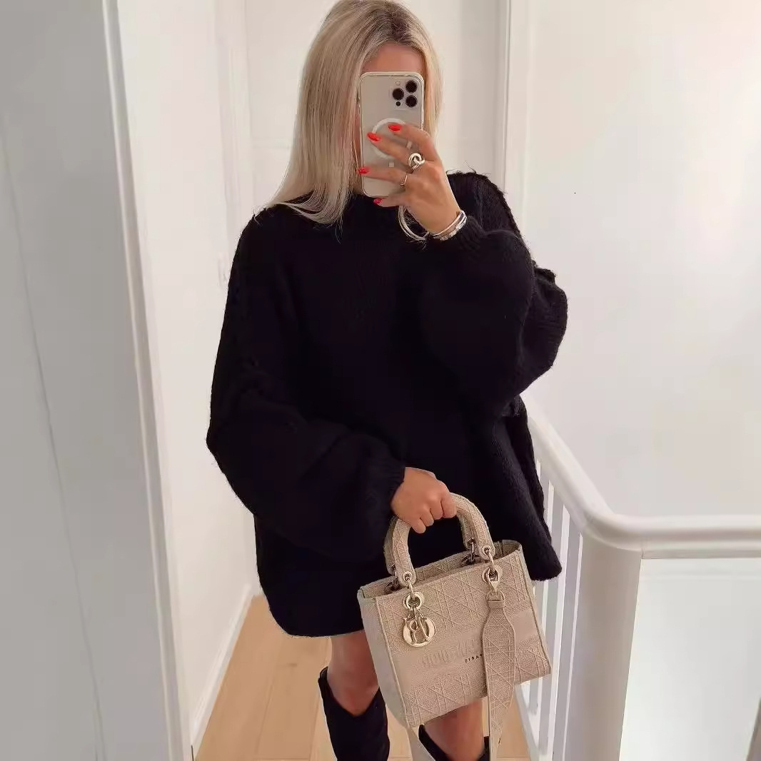 2024 women's autumn and winter simple new style temperament thin round neck knitted pullover sweater