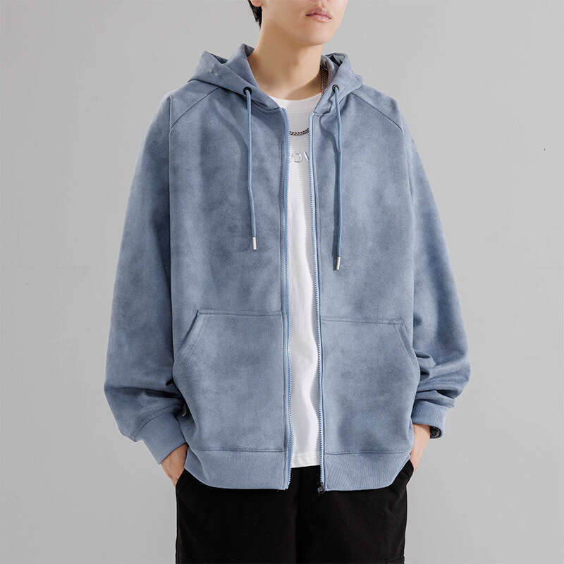 Hoodie Casual 2024 Hoodie Suede Youth Sports Men's Hoodie New Cardigan Velvet Autumn