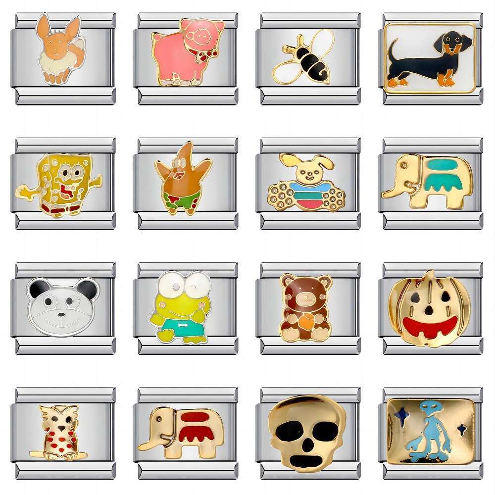 Stainless Steel Welding enamel Animal DIY Module Bracelet Italian Charm Bracelet Italian Charm Links Stainless Steel Fit 9Mm Bracelet Jewelry DIY Maki