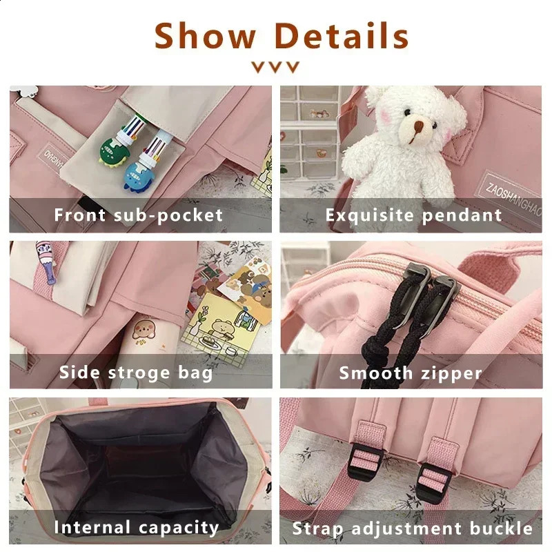 2023 Backpack Women Candy Color Laptop Backpacks Cute Kawaii High School Bags for Teenage Girl Japanese Travel Camping Backpack 240909