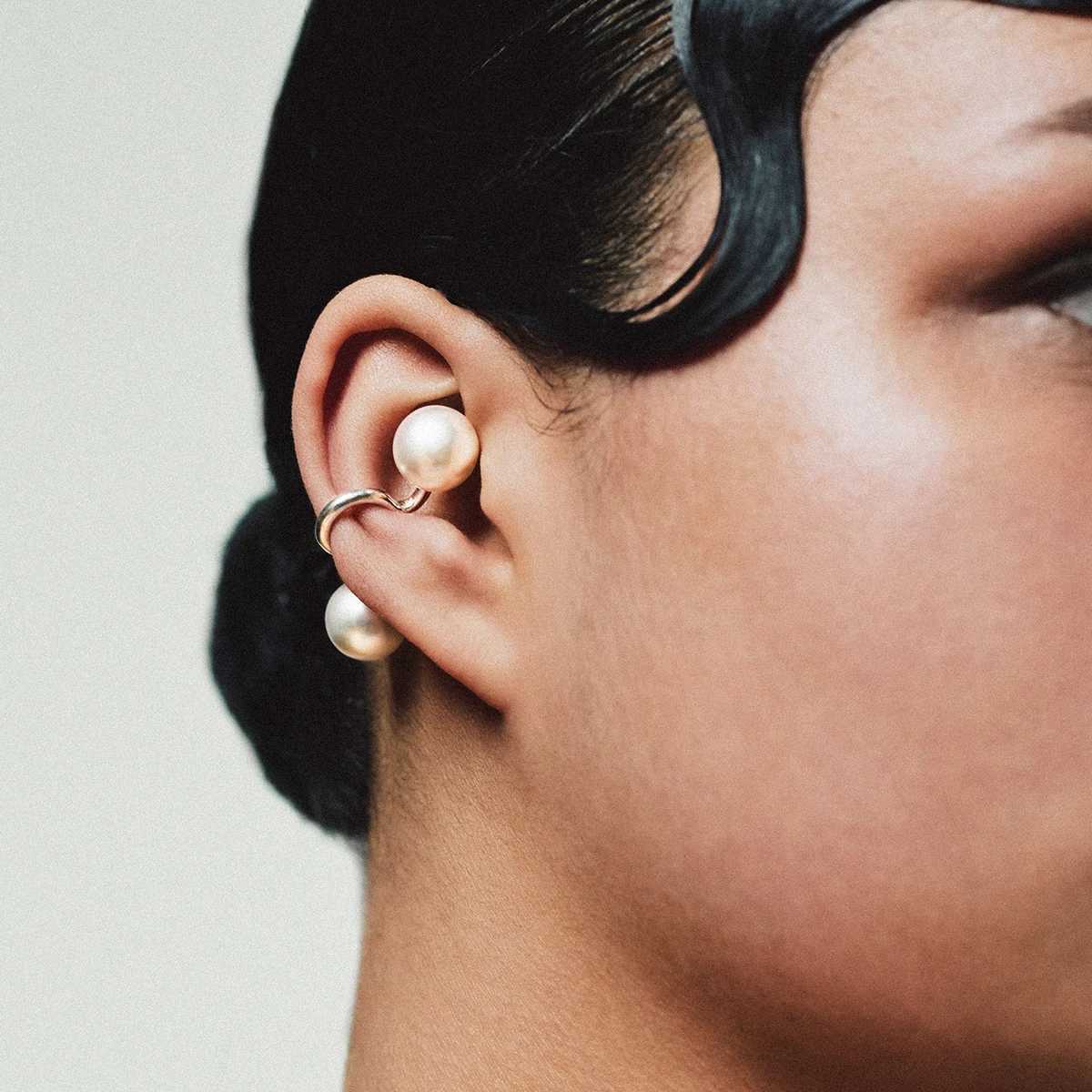 Youthway Stainless Steel Pearl Geometric Line Ear Clip Piercing-free Ear Cuff Waterproof 18K Gold Plated Jewelry for WomenX240913