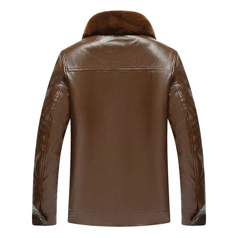 Middle-aged winter loose casual fur one middle-aged and elderly leather jacket mens new plus velvet dad wear pu leather jacketX240913