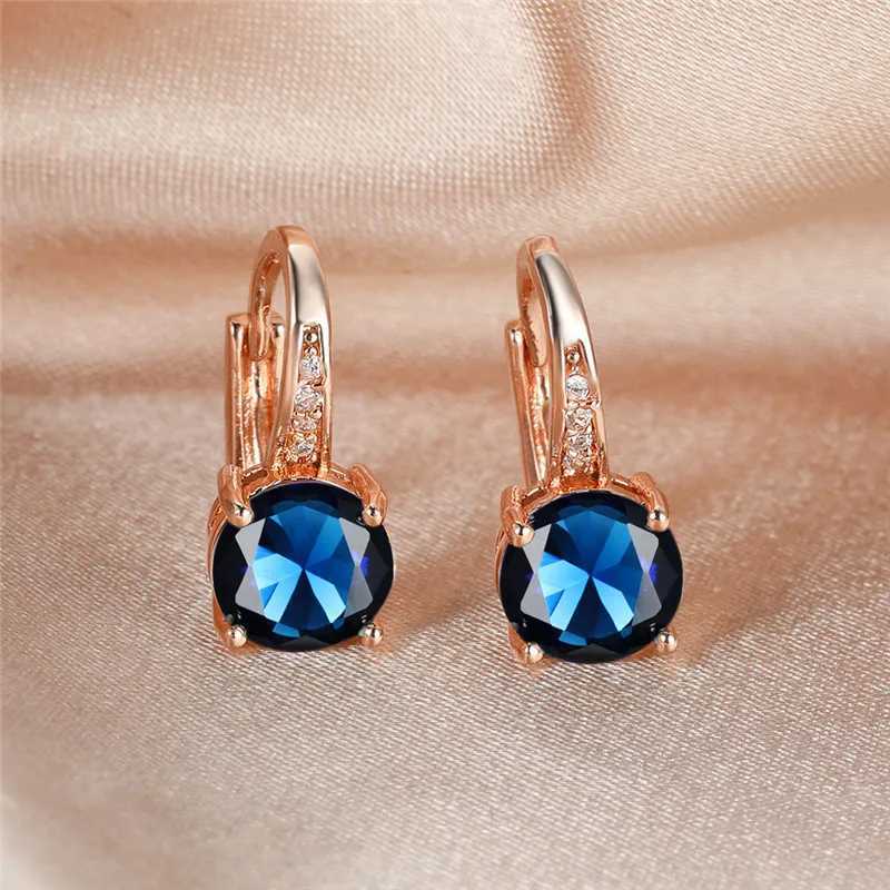 Cute Female Small Green Blue Purple Round Stone Clip Earrings Fashion Wedding Jewelry For WomenX240913