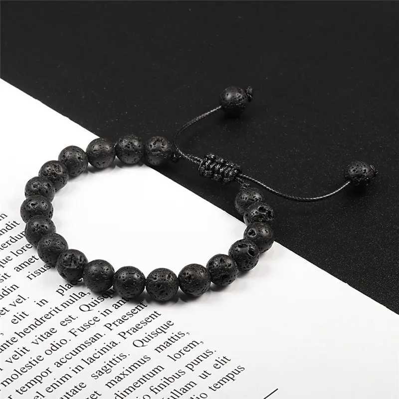 Adjustable coupler bracelet 8mm beads black and white woven Macrame lover bracelet suitable for women men distance jewelry Pulseras W240913