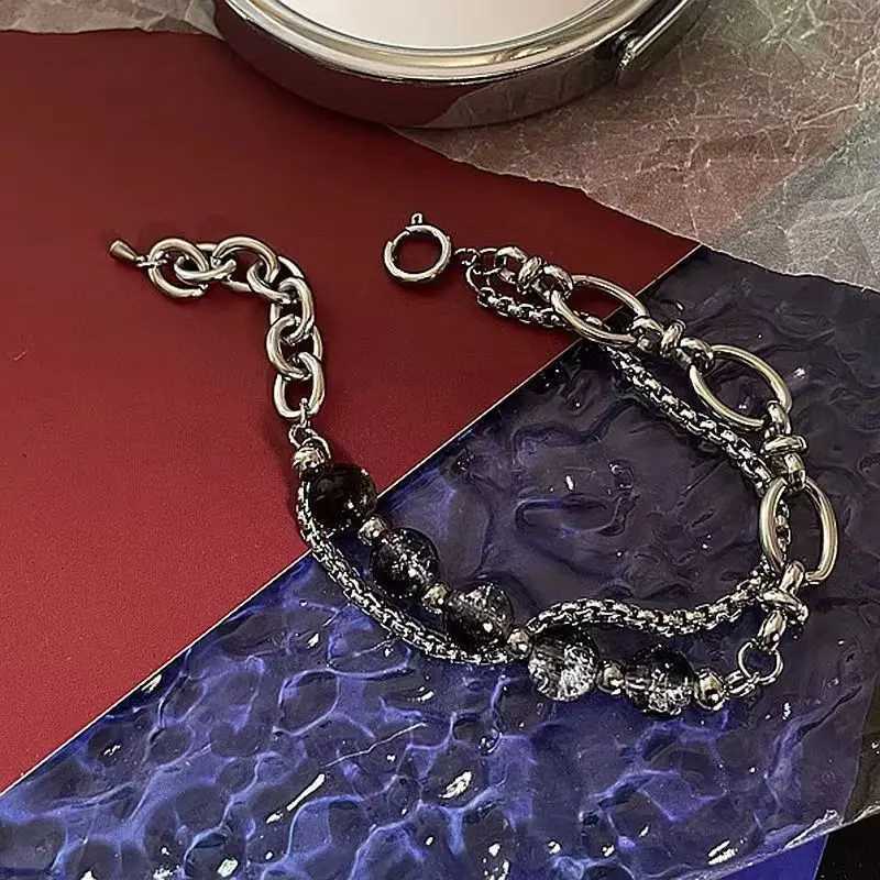 1Pcs high-quality stainless steel Lce cracked bead splicing bracelet suitable for men women chain layered Pulseras jewelry gifts W240913