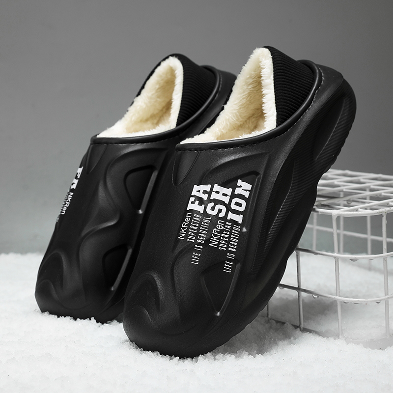 Winter Men Women Warm Slippers Plush Cotton Slippers Outdoor Indoor Home Non-Slip Shoes Men's Bedroom Warm Shoes Big Size 46 47