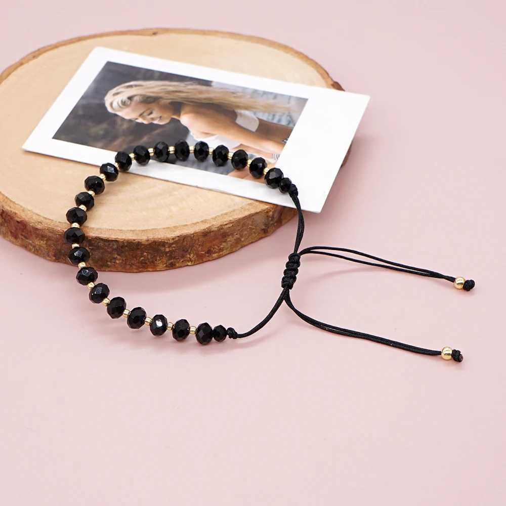 Go2Boho Fashion Jewelry Adjustable Shoulder Strap Bracelet Gold Seed Bead Black Crystal Bracelet Womens Accessories Jewelry W240913