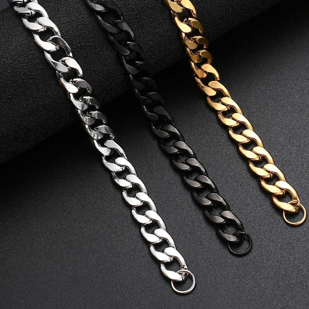 Width 6/8/10mm stainless steel gold black color Link bracelet mens titanium steel Cuban chain bracelet fashion gift jewelryX240913