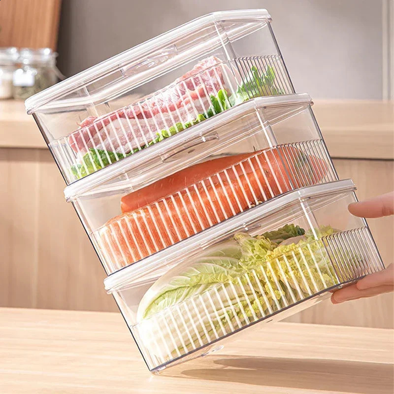 Refrigerator Storage Box Timing Fresh Fridge Organizer Vegetable Fruit Food Storage Containers Pantry Kitchen Organizer 240905