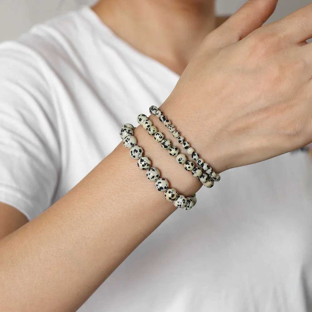 3 pieces/set of natural stone Unakite bead bracelets 4/6/8mm diamond shaped peacock elastic rope bracelet womens yoga jewelry gift W240913