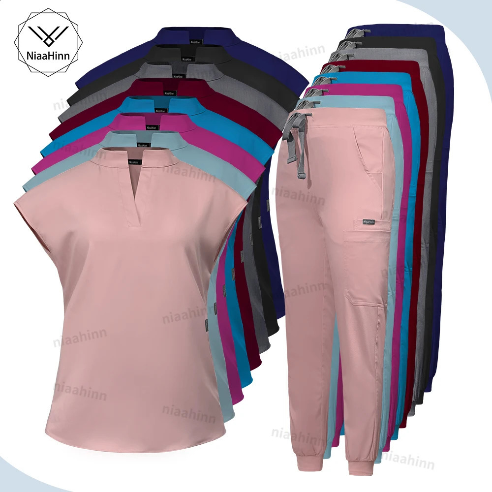 Wholesale Scrubs Sets Nursing Uniform Lab Coatpants Operating Room Workwear Pet Doctor Nurse Clothes Dental Clinic Uniforms 240911