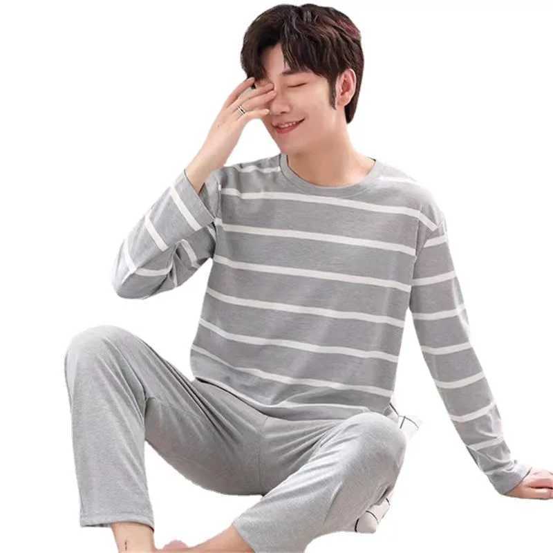 Mens Pajamas Loungewear Set Long Sleeve Spring Autumn Loungewear Mens Autumn Winter Styles Youth Middle Aged Loungewear Sets Y240913