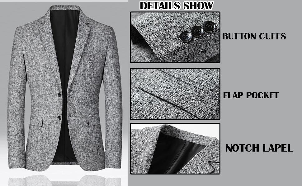 Men Casual Slim Fit Blazer Lightweight Notch Lapel Sport Coat Jacket Fall And Winter Men Wedding NightClub Bar Stage Banquet Party Suit