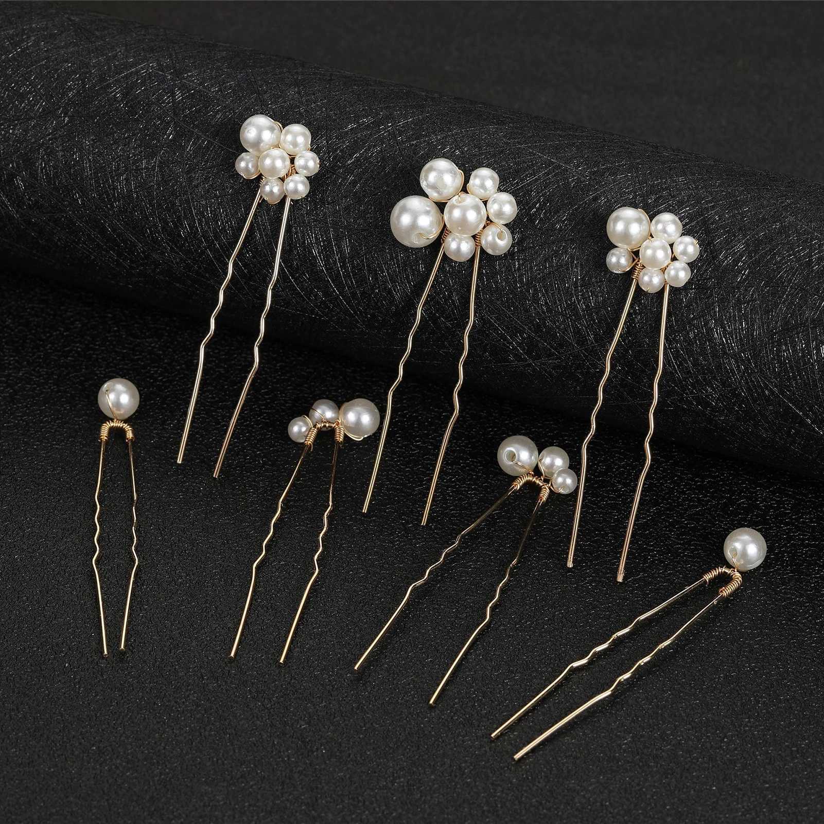 7pcs Pearl U-shape Hairpin Fashion Tiaras Wedding Hair Accessories For Women Simple Bridal Marrige Hair Jewelry Marriage BijouxX240913