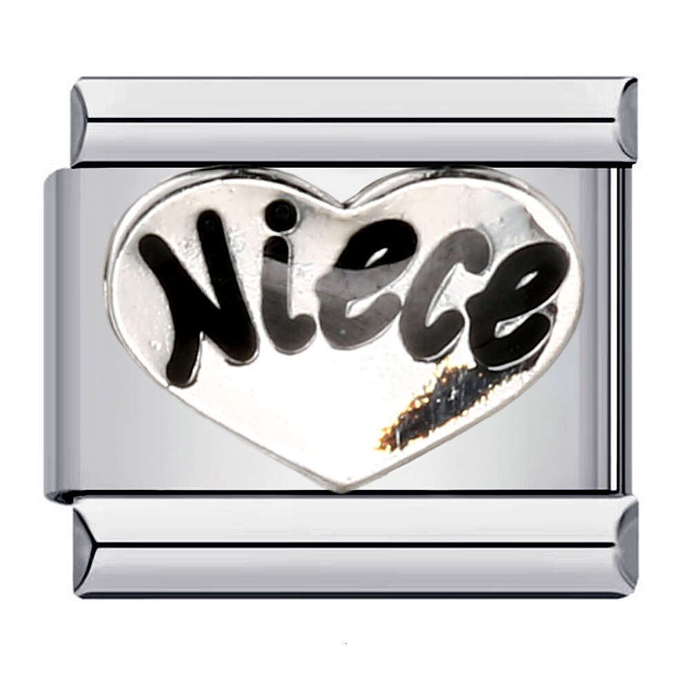 English Combination Titanium Steel Gold-Plated Drip Oil DIY Module Bracelet Italian Charm Brass Charm Links Stainless Steel Fit 9Mm Bracelet Jewelry M