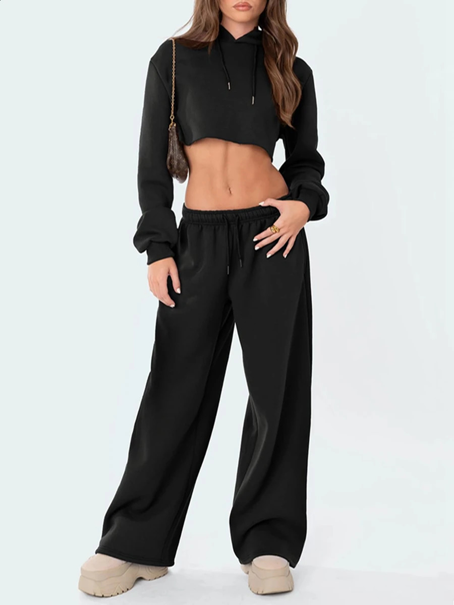 Womens casual wide leg jogging pants solid color brushed high waisted mens lounge womens 240913