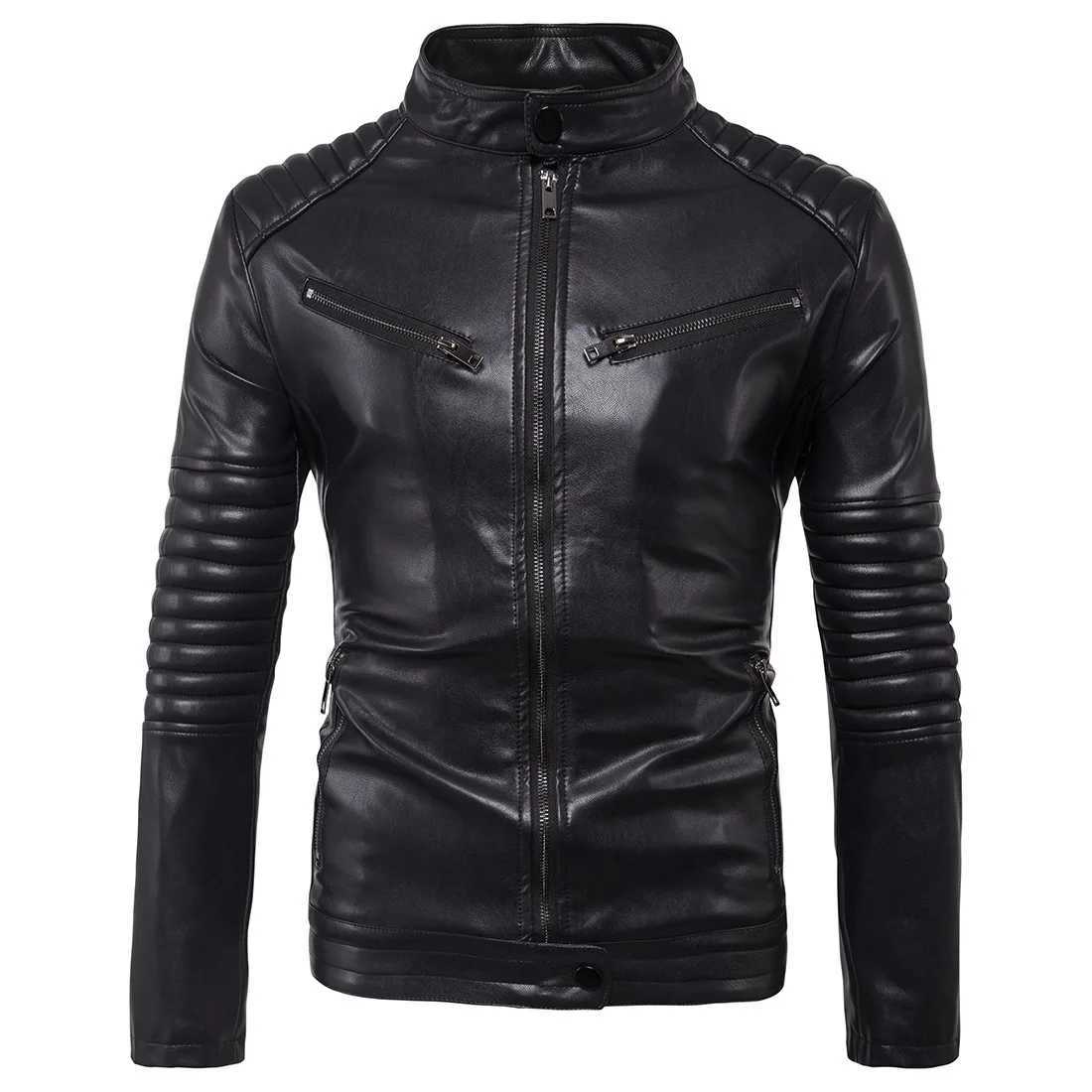 New Mens Coats Biker Pull Style Leather Jacket Handsome Leather Jacket TrendX240913