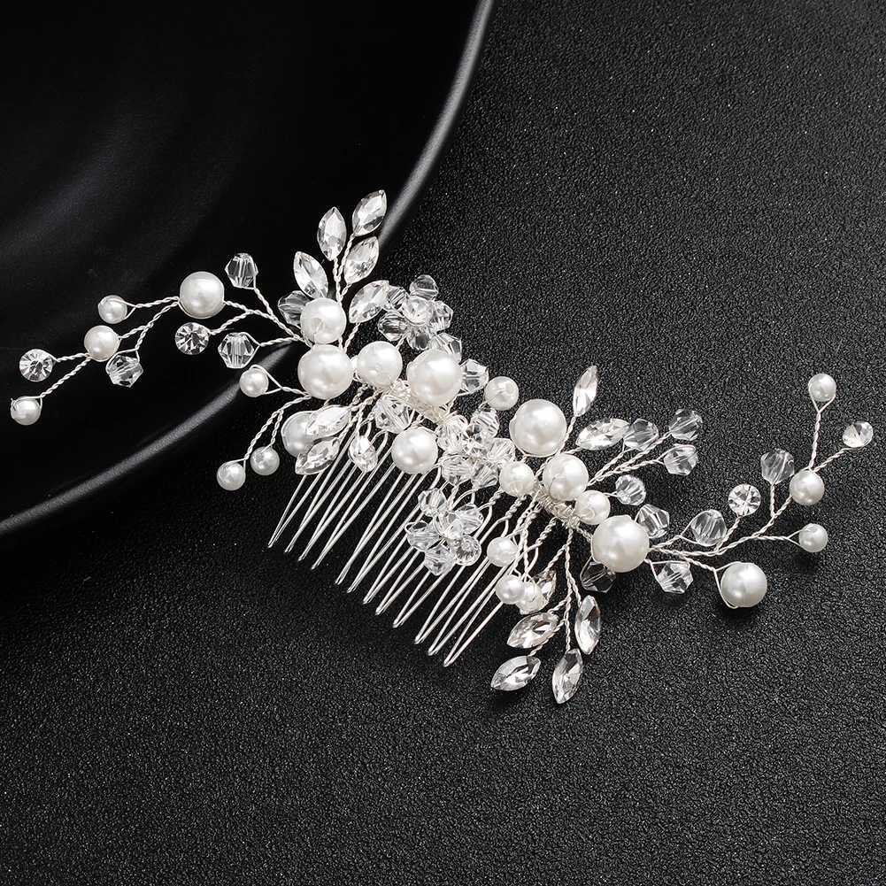 efily Popular New Pearl Hair Comb Handmade Beaded Crystal Headpiece Bridal Wedding Hair Accessories Headdresses For GirlFriendX240913