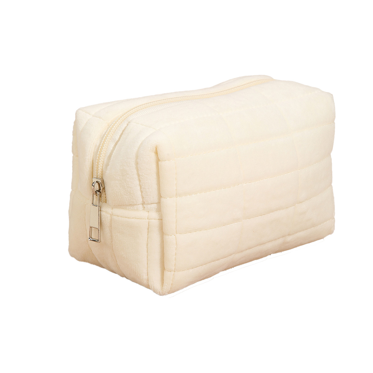 Makeup bag Solid color makeup bag travel storage bag portable large capacity checkered stitching cute and high beauty pillow bag pencil case