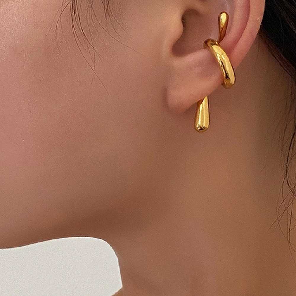 Ear Cuffs Gold Color Women Clip on Earrings Hoop Boho 2024 Trend New Fashion Simple Vintage Luxury Designer Y2k Accessories GothX240913