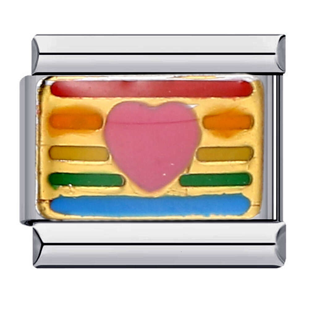 Rainbow Love Bead Elastic DIY Bracelet Accessories Italian Charm Links Fit 9Mm Bracelet Jewelry DIY Making Gifts