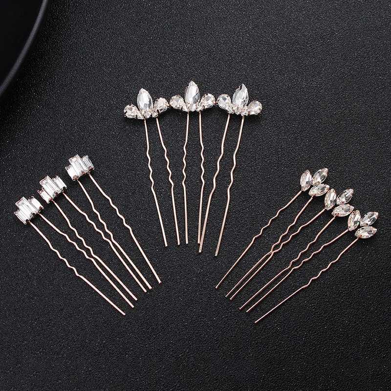 Rhinestone Hair Pins Forks Clips for Women Bridal Wedding Hair Accessories Pearl Hairpins Bride Headpiece Jewelry Gift WholesaleX240913