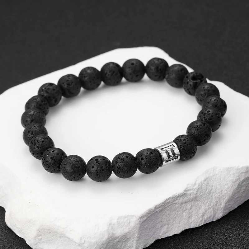 Natural volcanic stone bracelet with 12 zodiac signs Virgo Capricorn Taurus Aquarius Cancer Aries Pisces Gemini Libra W240913