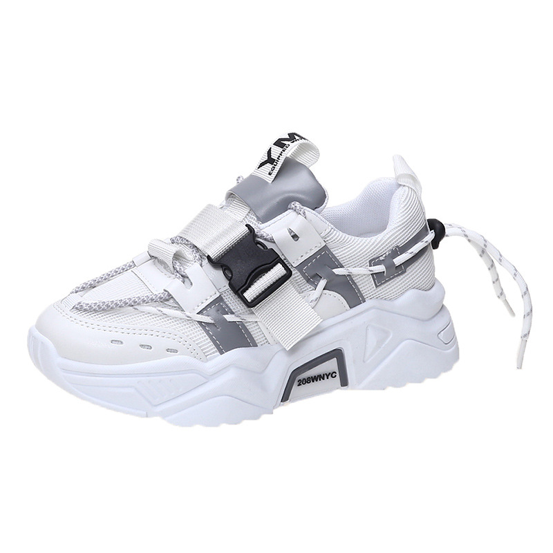 Platform Women Leather Casual Ladies Chunky Shoes 2021 White Woman High Black Fashion Brand Thick Soled Wedge Sneakers d83d