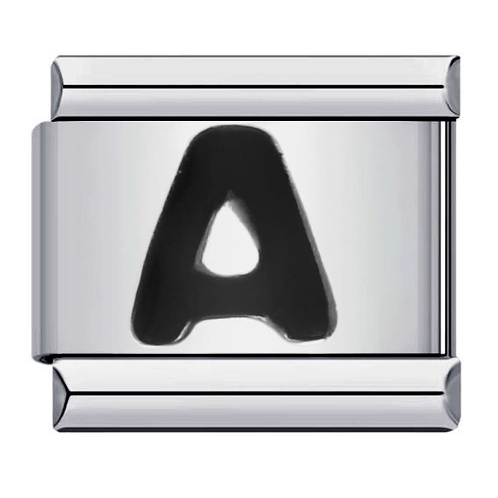 New Titanium Steel Black English Letter DIY Beads Italian Charm Bracelet Italian Charm Links Fit 9Mm Bracelet Jewelry DIY Making Gifts