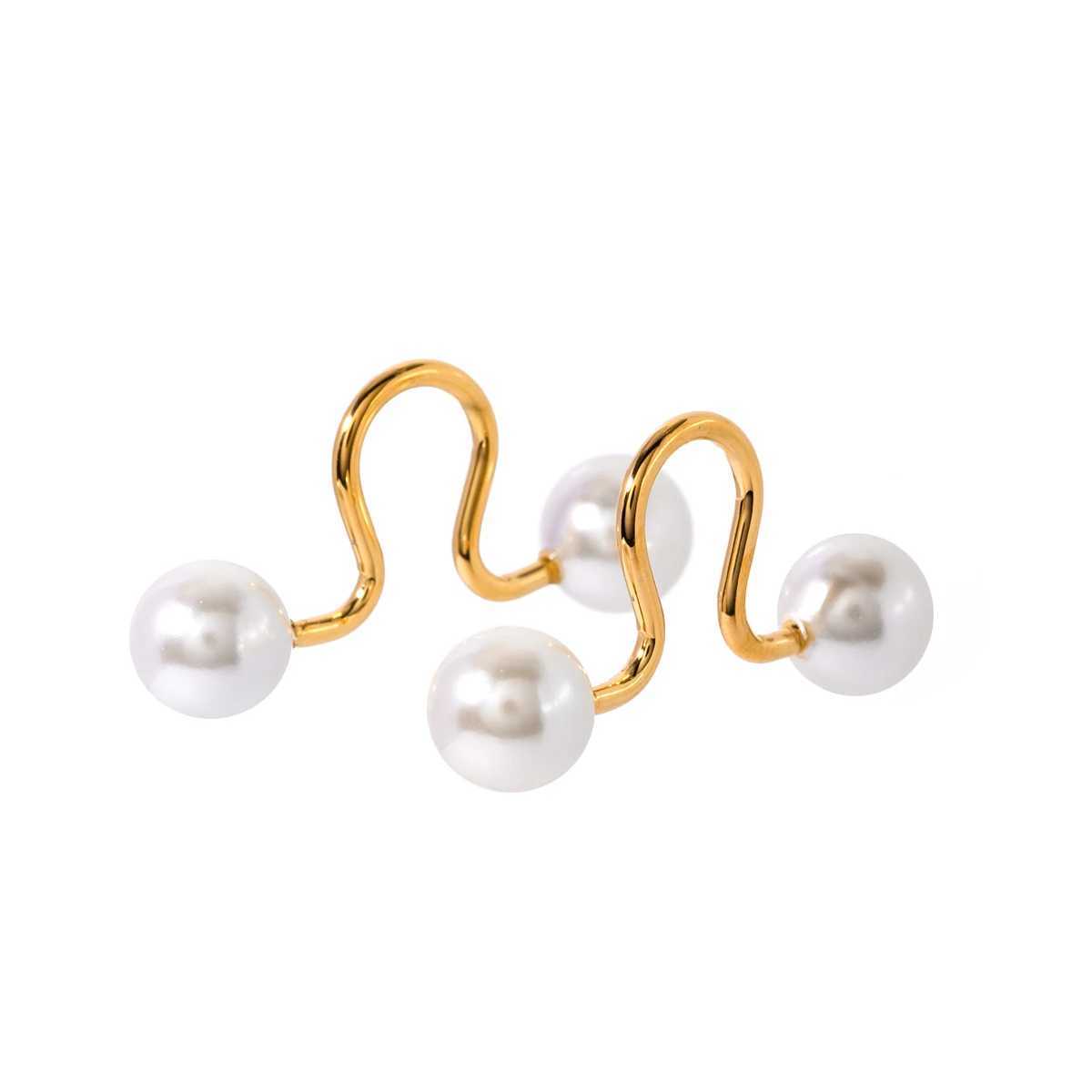 Youthway Stainless Steel Pearl Geometric Line Ear Clip Piercing-free Ear Cuff Waterproof 18K Gold Plated Jewelry for WomenX240913