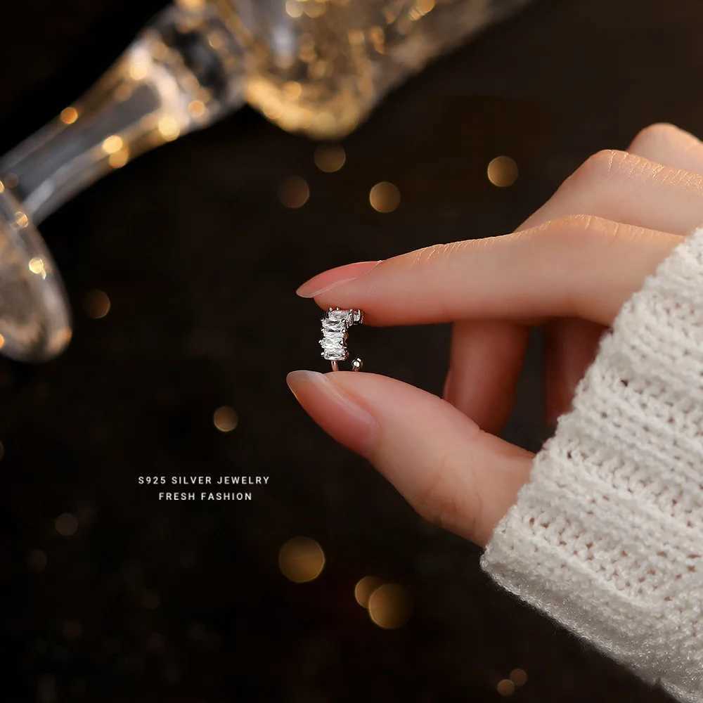 Girls Real 925 Sterling Silver French Square Zircon No Ear Piercing Earrings Gift for Women Girls Party Fine Jewelry GiftX240913